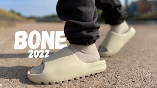 They FINALLY Did It Yeezy Slide BONE 2022 Review amp On Foot [upl. by Obeded]