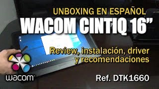 Unboxing y review del display digitalizador Wacom Cintiq 16quot en Español 2019 y prueba con Photoshop [upl. by Nagaer]