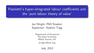 Pasinettis hyperintegrated labour coefficients and the labour theory of value [upl. by Emelda325]