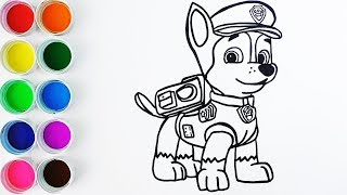 Cómo Dibujar y Colorear a Chase de los Paw Patrol  Dibujos Para Niños  Learn Colors  FunKeep [upl. by Air]