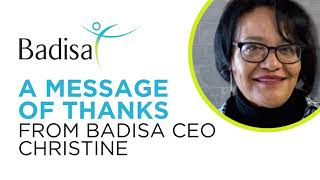 A Message of thanks from Badisa CEO  Christine Quickfall [upl. by Wurster]