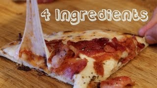 Bacon Flatbread Pizza  4 Ingredient 4 Minute No Oven Recipe [upl. by Atinauj]