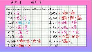 UŁAMKI ZWYKŁE I DZIESIĘTNE od podstaw zamiana ułamków dziesiętnych na zwykłe 2 dla klasy piątej [upl. by Mou]