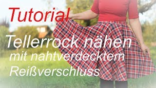 Tellerrock mit nahtverdecktem Reißverschluss nähen  Nähanleitung [upl. by Hait]