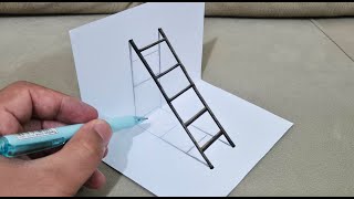 very easy 3d drawing stairs on paper for beginners [upl. by Emmy]