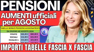 🔴PENSIONI GLI IMPORTI ESATTI FASCIA X FASCIA 👉🏼 TABELLE ESEMPI AUMENTI RIVALUTAZIONE AGOSTO 2024 ❗️ [upl. by Bill]