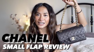 MOST USED CHANEL BAG Small classic flap review  what fits [upl. by Airdnua]