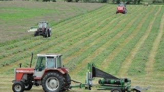 Silage 2014Moynihan Mowing Baling and Wraping [upl. by Dudden]