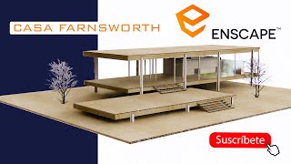 Casa Farnsworth RENDER ESTILO MAQUETA SKETCHUP  ENSCAPE [upl. by Omarr615]