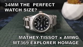 34MM The Perfect Watch Size  MatheyTissot x AMWG MT369 Homage [upl. by Nnylesor]