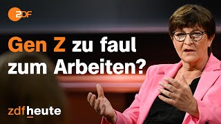 quotEs geht nicht nur ums Geldquot Esken verteidigt Arbeitsmoral der Gen Z  Markus Lanz vom 862023 [upl. by Meredithe]