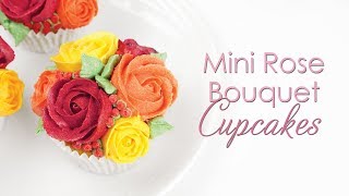 Mini Buttercream Rose Cupcake  Piping Techniques Tutorial [upl. by Allehcram]