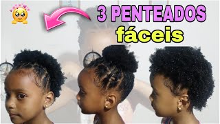 PENTEADO FÁCIL PARA CABELO CRESPO e CACHEADO  penteado infantil [upl. by Petr889]