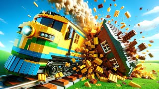 I RUINED OBs House with a LEGO TRAIN in Brick Rigs Multiplayer [upl. by Berty]