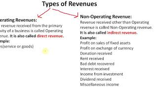 Revenue Operating Revenue Non Operating Receipt Basic Accounting TermsClass11 Chapter 2Part 7 [upl. by Alaik]