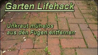 Gartentipp Unkraut amp Moos leicht aus Fugen entfernen ohne Bücken – Pflasterfugen reinigen Lifehack [upl. by Maximilian]