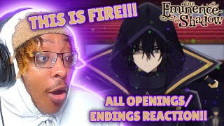 CANT WAIT TO START THIS ANIME  The Eminence In Shadow ALL Openings and Endings REACTION [upl. by Brandwein935]