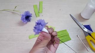 Paper flowers tutorial Paper blue cornflowers  Easy [upl. by Nnyleve]