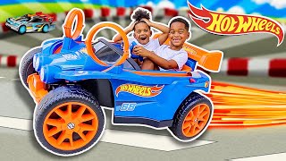 SURPRISING DJ amp KYRIE WITH A POWER WHEELS HOT WHEELS RACER  THE PRINCE FAMILY CLUBHOUSE [upl. by Rosco]