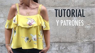 DIY Costura Blusa sin hombros patrones gratis [upl. by Tennies513]