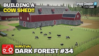 BUILDING A COW SHED AND HARVESTING BARLEY Dark Forest Survival FS22 Timelapse  34 [upl. by Aceissej]