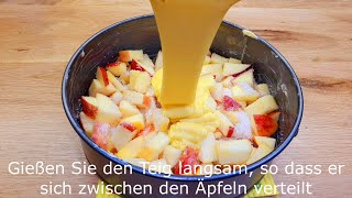 schnelles und einfaches Apfelkuchen Rezept 5 Minuten Arbeit und 25 Minuten Backen 139 [upl. by Garald700]