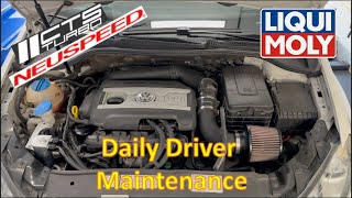 VW MK6 GTI Oil Change amp Neuspeed PFlo Air Filter Cleaning No Talking Just Wrenching [upl. by Uno]