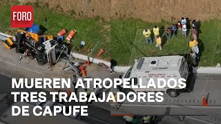 Mueren tres trabajadores de Capufe tras choque y volcadura de tráiler en la MéxicoPuebla [upl. by Alister100]