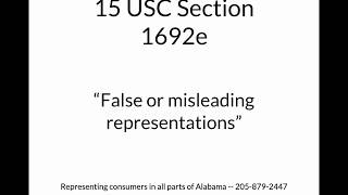 Part Six  FDCPA Section 1692e false and deceptive debt collection [upl. by Gildas]