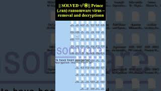 Prince ran ransomware virus – removal and decryption shorts ransomware trending [upl. by Anauqed]