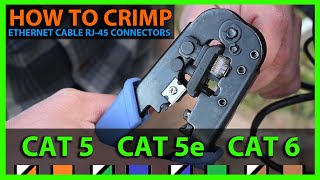 How To Crimp The End on an Ethernet Cable  RJ45 Cat6 Cat5 or Cat5e Connector Plug Termination [upl. by Ynogoham]