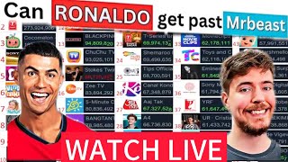 Top 50 YouTube Live Sub Count  MrBeast TSeries UR  Cristiano amp More [upl. by Pylle650]