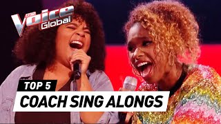 SURPRISING Coach SING ALONGS during the Blind Auditions in The Voice [upl. by Haral]