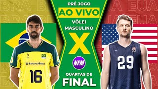 🇧🇷 BRASIL X ESTADOS UNIDOS 🇺🇸  OLÍMPIADAS VÔLEI MASCULINO PRÉJOGO AO VIVO COM IMAGENS DO ESTÚDIO [upl. by Tigges91]