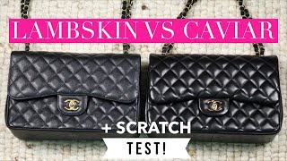 Chanel Lambskin vs Caviar  Scratch Test  Mel in Melbourne [upl. by Thenna435]