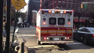 BRAND NEW FDNY EMS AMBULANCE RESPONDING ON W 43RD ST IN HELLS KITCHEN MANHATTAN NEW YORK CITY [upl. by Tnahsin]