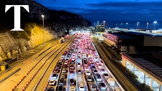 Long queues form at the port of Dover ahead of Christmas getaways [upl. by Aisul]