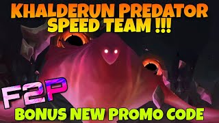 NEW CODE amp PREDATOR SPEED TEAM ON KHALDERUN SUMMONERS WAR [upl. by Zacharias]