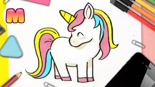 COMO DIBUJAR UN UNICORNIO KAWAII 🌸 aprender a dibujar y colorear 🌸 Dibuja kawaii con Jape [upl. by Arrehs]