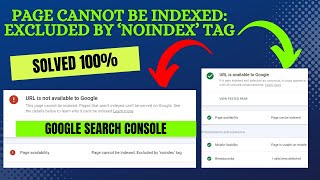 How Fix Page cannot be indexed Excluded by ‘noindex Tag  Google Search Console Url Inspection [upl. by Nasah]