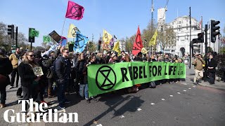 Extinction Rebellion activists cause disruption across London in climate change protests [upl. by Ssew]