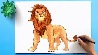 How to Draw a Lion Easy  Lion King Drawing Step by Step [upl. by Ohare18]