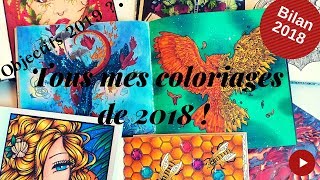 Bilan 2018  Mes coloriages réalises non disney  Objectifs 2019 [upl. by Cob]