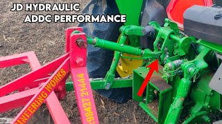 John Deere 5105 40 HP 4wd tractor ADDC performance  ADDC Hydraulic settings Duck foot cultivator [upl. by Randie]