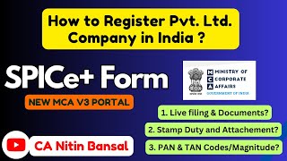 New Company Registration on New MCA Portal  Company Incorporation Procedure on V3 Portal Live file [upl. by Noid]