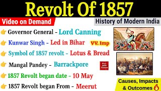 Revolt Of 1857  1857 की क्रांति  1857 Revolt Gk Question And Answer  Modern History of India ssc [upl. by Docilu423]