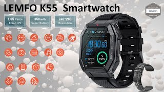 Lemfo K55 Smartwatch  App Da Fit  Android amp iOS  Montre connectée IP68  Unboxing [upl. by Weisburgh]