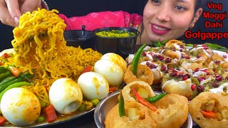 Eating Spicy🔥 Vegetable Maggi Masala Dahi Golgappe Golgappe With Chilli Street Food Mukbang Show [upl. by Det]