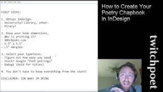 How To Create Your Poetry Chapbook in InDesign  PT 1 [upl. by Esac]
