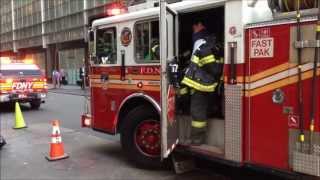 FDNY BATTALION CHIEF 9 FDNY ENGINE 54 amp FDNY LADDER 2 RESPONDING TO CALL AT W 50TH ST amp 7TH AVE [upl. by Mclain]